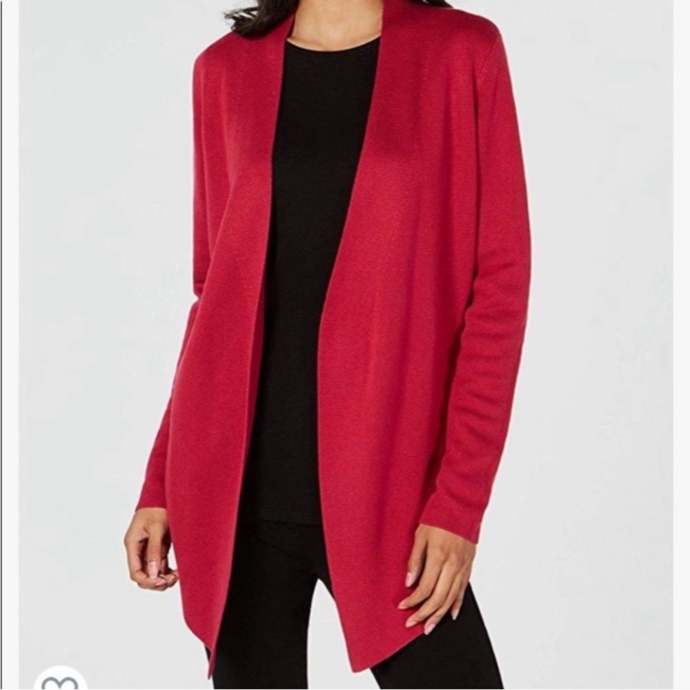 Eileen Fisher Tencel Silk Blend Angled Cardigan Radish